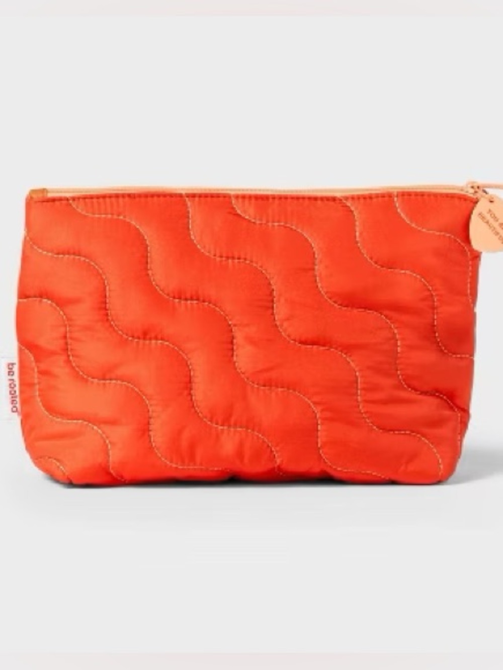 NEW Be Rooted Quilted Wave Orange Makeup Bag